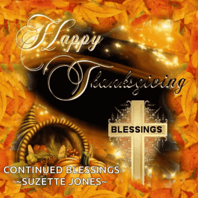 A Happy Thanksgiving Greeting Card With A Cross GIF