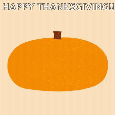 A Happy Thanksgiving Greeting Card With A Pumpkin And The Words Feeling Grateful GIF