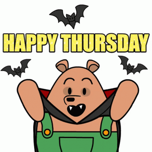 A Happy Thursday Greeting Card With A Cartoon Bear GIF