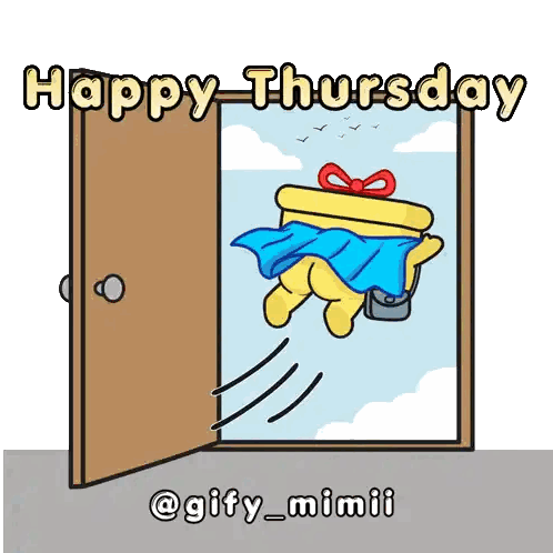 A Happy Thursday Greeting With A Cartoon Character Sticker