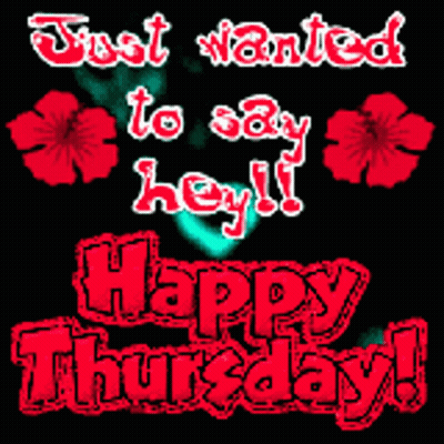 A Happy Thursday Greeting With Red Flowers GIF