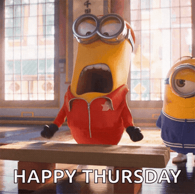 A Happy Thursday Message With A Cartoon Character GIF