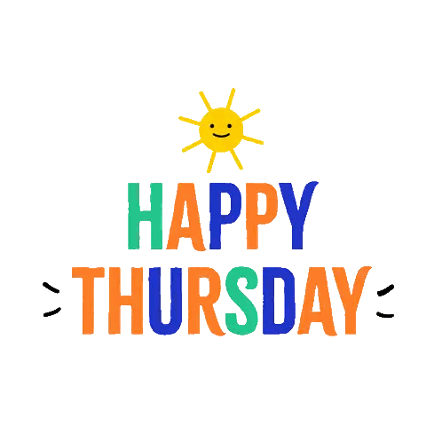 A Happy Thursday Sign With A Smiling Sun Sticker