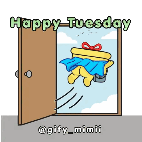 A Happy Tuesday Greeting With A Cartoon Character Sticker