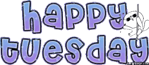 A Happy Tuesday Greeting With A Cartoon Character Sticker