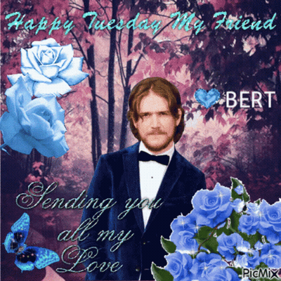 A Happy Tuesday My Friend Greeting Card With A Man In A Tuxedo GIF