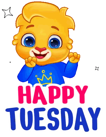 A Happy Tuesday Sticker With A Cartoon Character Sticker