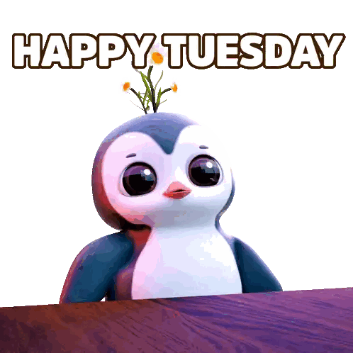 A Happy Tuesday Sticker With A Penguin Sticker