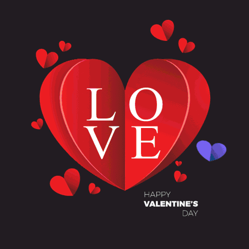 A Happy Valentine 'S Day Card With A Green Heart That Says Love GIF