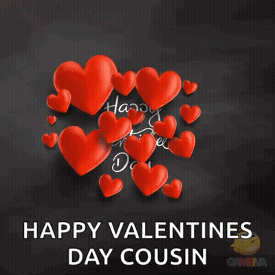A Happy Valentine 'S Day Card With Red Hearts And The Words Happy Valentine 'S Day Cousin GIF