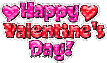 A Happy Valentine 'S Day Graphic With Hearts And Glitter Sticker