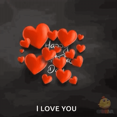 A Happy Valentine 'S Day Greeting Card With Red Hearts GIF