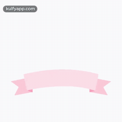 A Happy Valentine 'S Day Greeting Card With Two Hearts And A Pink Ribbon GIF