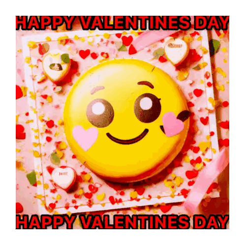 A Happy Valentines Day Greeting Card With A Smiley Face On Top Sticker