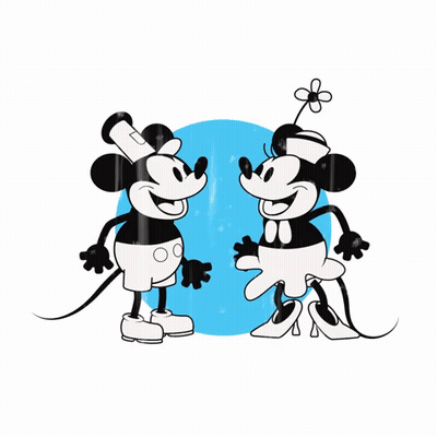 A Happy Valentines Day Greeting Card With Mickey Mouse And Minnie Mouse GIF