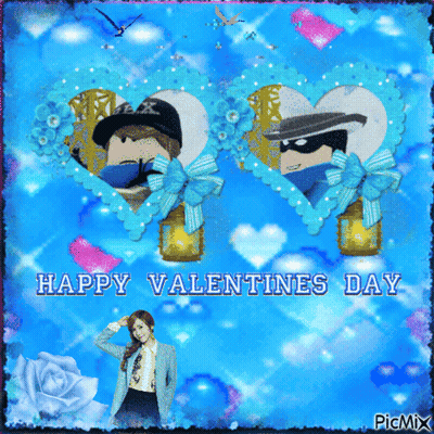 A Happy Valentines Day Greeting Card With Two Hearts GIF