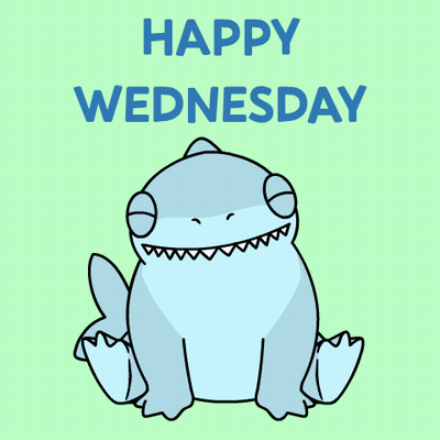 a happy wednesday message with a cartoon shark