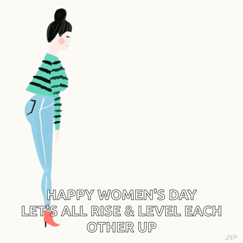 A Happy Women 'S Day Card With Two Women Holding Hands GIF