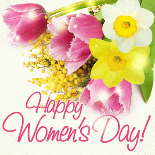 A Happy Women 'S Day Greeting Card With Flowers GIF