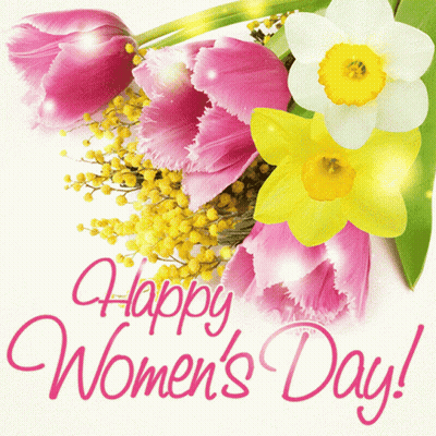 A Happy Women 'S Day Greeting Card With Flowers GIF