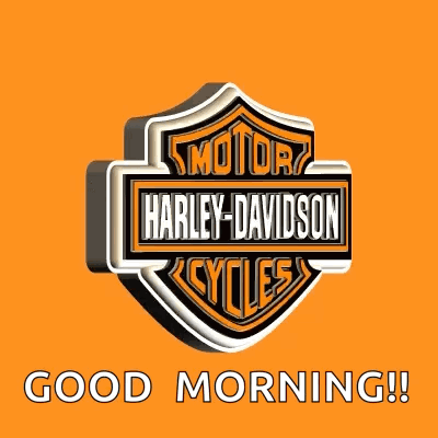A Harley Davidson Logo That Says Good Morning On It GIF