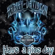 A Harley Davidson Logo That Says Have A Nice Day On It GIF