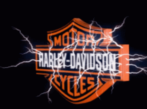 A Harley Davidson Logo With Lightning Bolts Coming Out Of It GIF