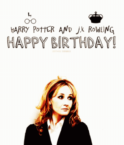 A Harry Potter And J.k. Rowling Happy Birthday Card GIF