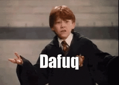 A Harry Potter Character With The Word Dafug Written On His Chest GIF