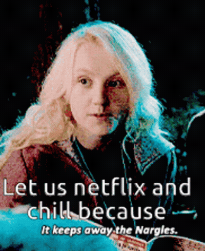 A Harry Potter Poster That Says Let Us Netflix And Chill GIF