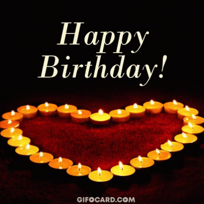 A Heart Made Of Candles With The Words Happy Birthday GIF