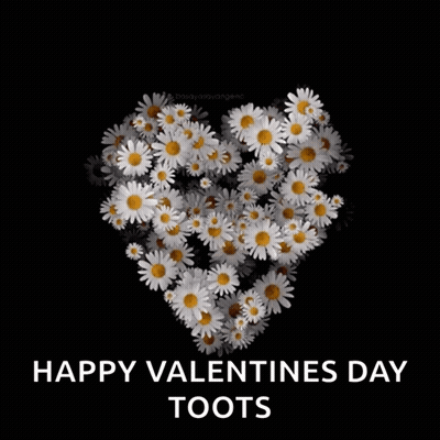 A Heart Made Of Daisies With The Words " Happy Valentines Day Toots " Below It GIF
