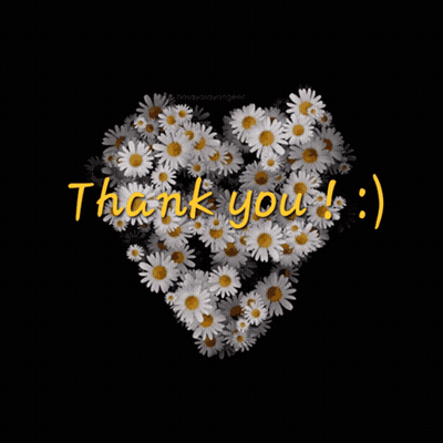 A Heart Made Of Daisies With The Words Thank You On It GIF