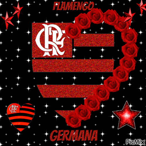 A Heart Made Of Red Roses With Flamengo Germania Written On The Bottom GIF