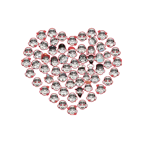A Heart Made Out Of Monkey Faces With The Letters O And G On Them Sticker
