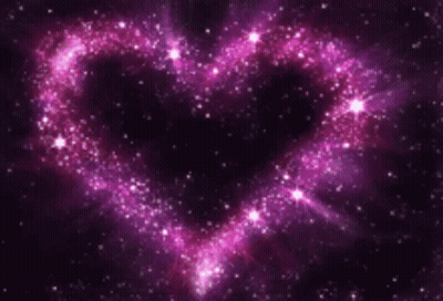 A Heart Made Out Of Purple Stars On A Dark Background GIF