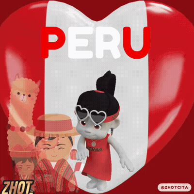 A Heart Shaped Balloon With The Word Peru In White Letters GIF