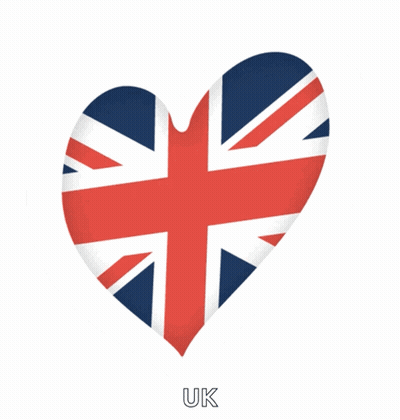 A Heart Shaped British Flag With The Word Uk Below It GIF