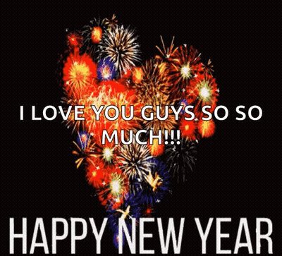 A Heart Shaped Fireworks Display With The Words " I Love You Guys So So Much !!! " GIF