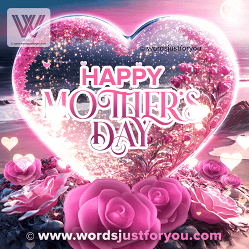 A Heart Shaped Globe With The Words Happy Mother 'S Day Written Inside GIF