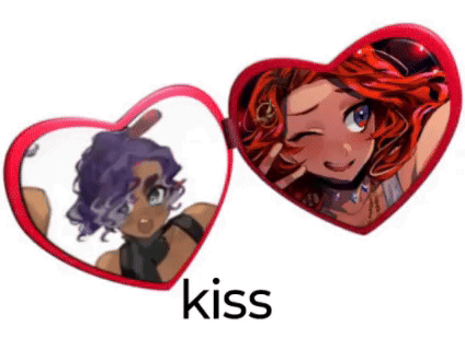 A Heart Shaped Mirror With A Picture Of A Girl And The Word Kiss On The Bottom GIF