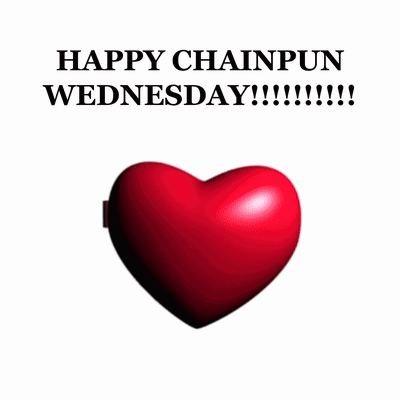 A Heart Shaped Mirror With A Picture Of A Man On It And The Words Happy Chainpun Wednesday GIF