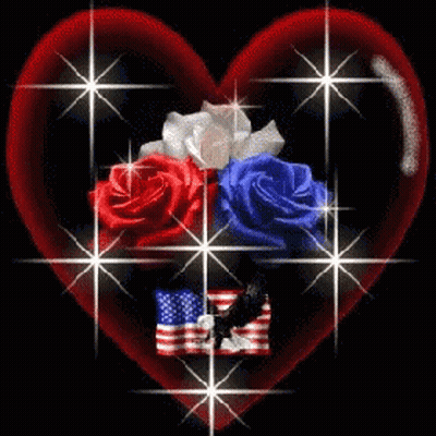 A Heart With Red White And Blue Roses And The Words Happy July 4Th Written On It GIF