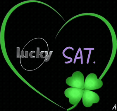 A Heart With The Words Lucky Sat And A Green Clover GIF