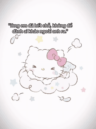 A Hello Kitty Holding A Heart With A Red Bow On Her Head GIF