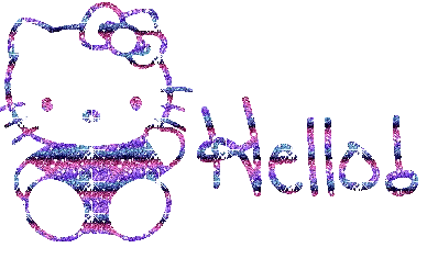 A Hello Kitty With A Bow And The Word Hello Written Below It Sticker
