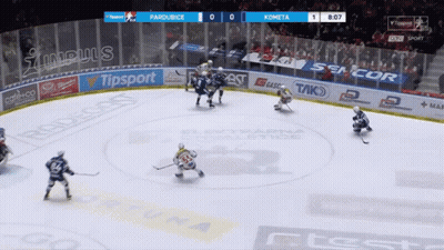 A Hockey Game Between Pardubice And Kometa Is Going On GIF