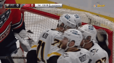 A Hockey Game Between Pittsburgh And Washington Is In Progress GIF