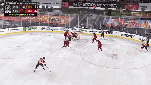 A Hockey Game Is Being Played At The Stadium Series In New Jersey GIF