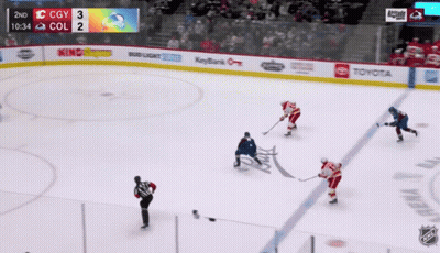 A Hockey Game Is Being Played Between The Cgy And Col Team GIF